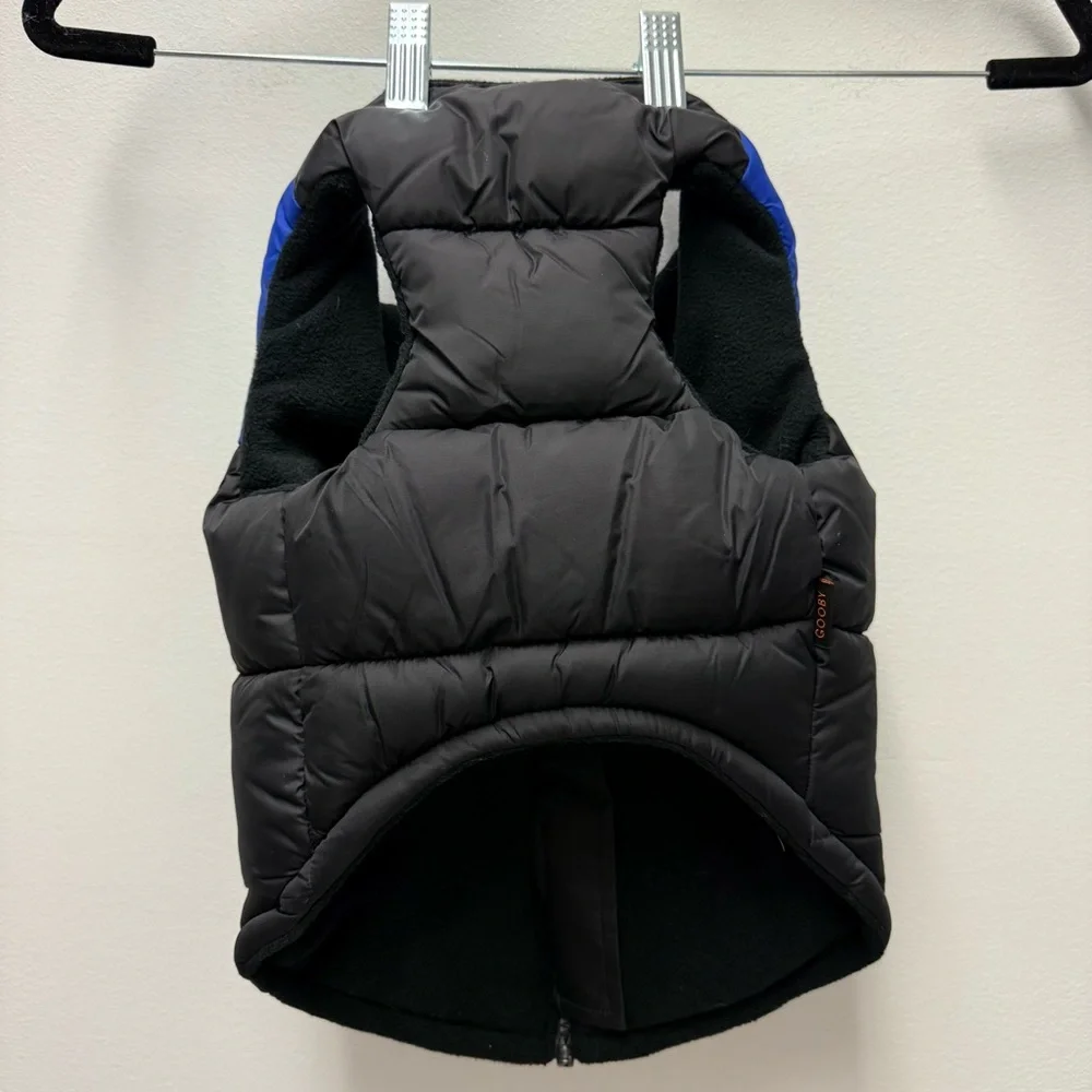 NWT Gooby Padded Vest Dog Jacket, Black & Blue | Size Large